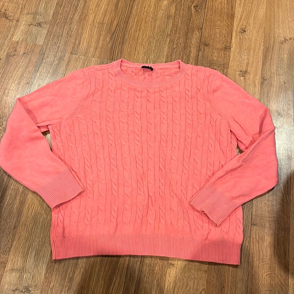 Talbots salmon cable knit sweater sz XL